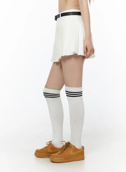 Belted Pleated Mini Skirt CU511