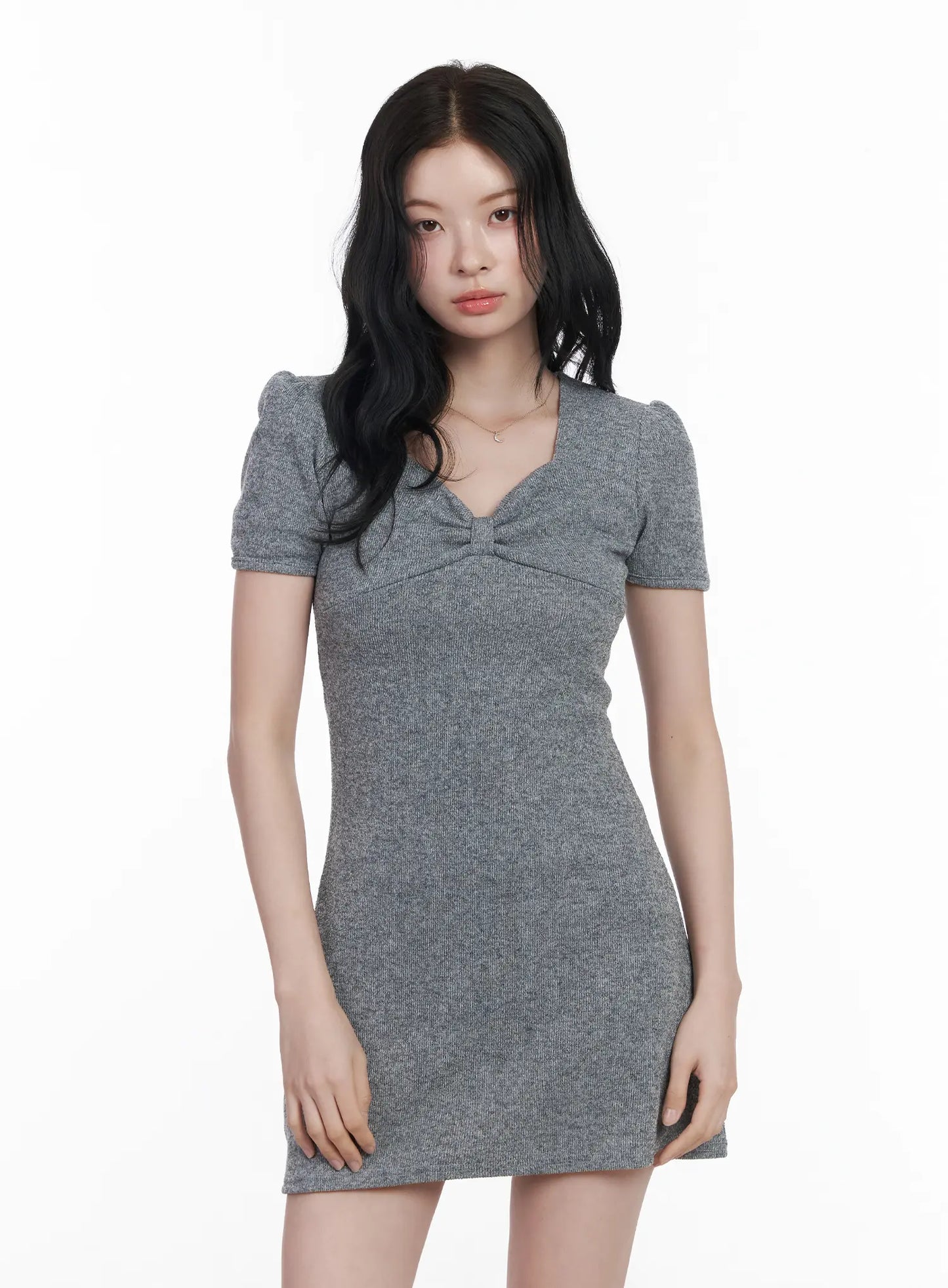 Bow Accent Short Sleeve Mini Dress CA509