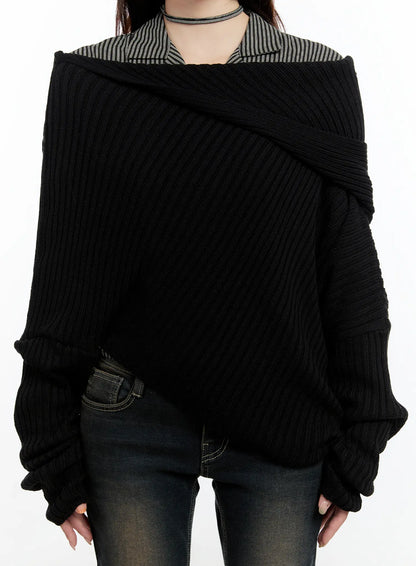 Casual Asymmetrical Knit Hoodie CN524