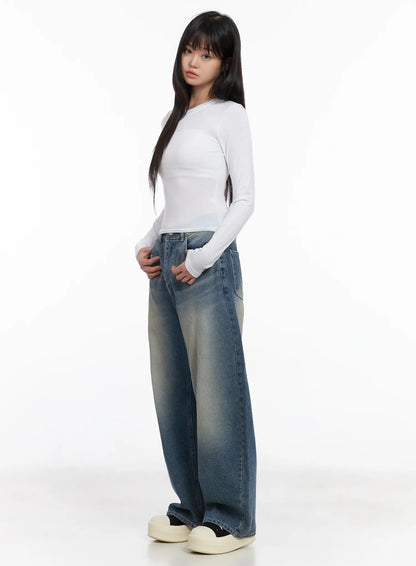 Basic Round Neck Crop Long Sleeve Tee CM512
