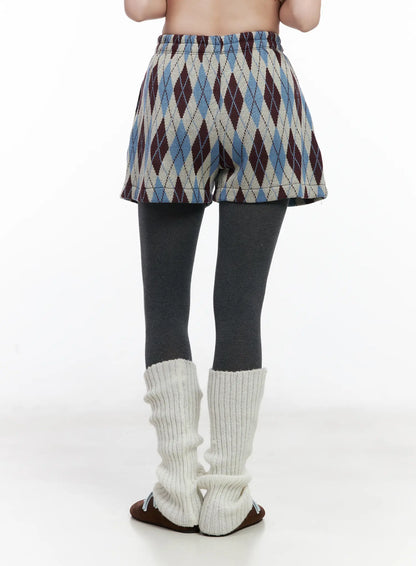 Argyle Pattern Knit Shorts CJ520
