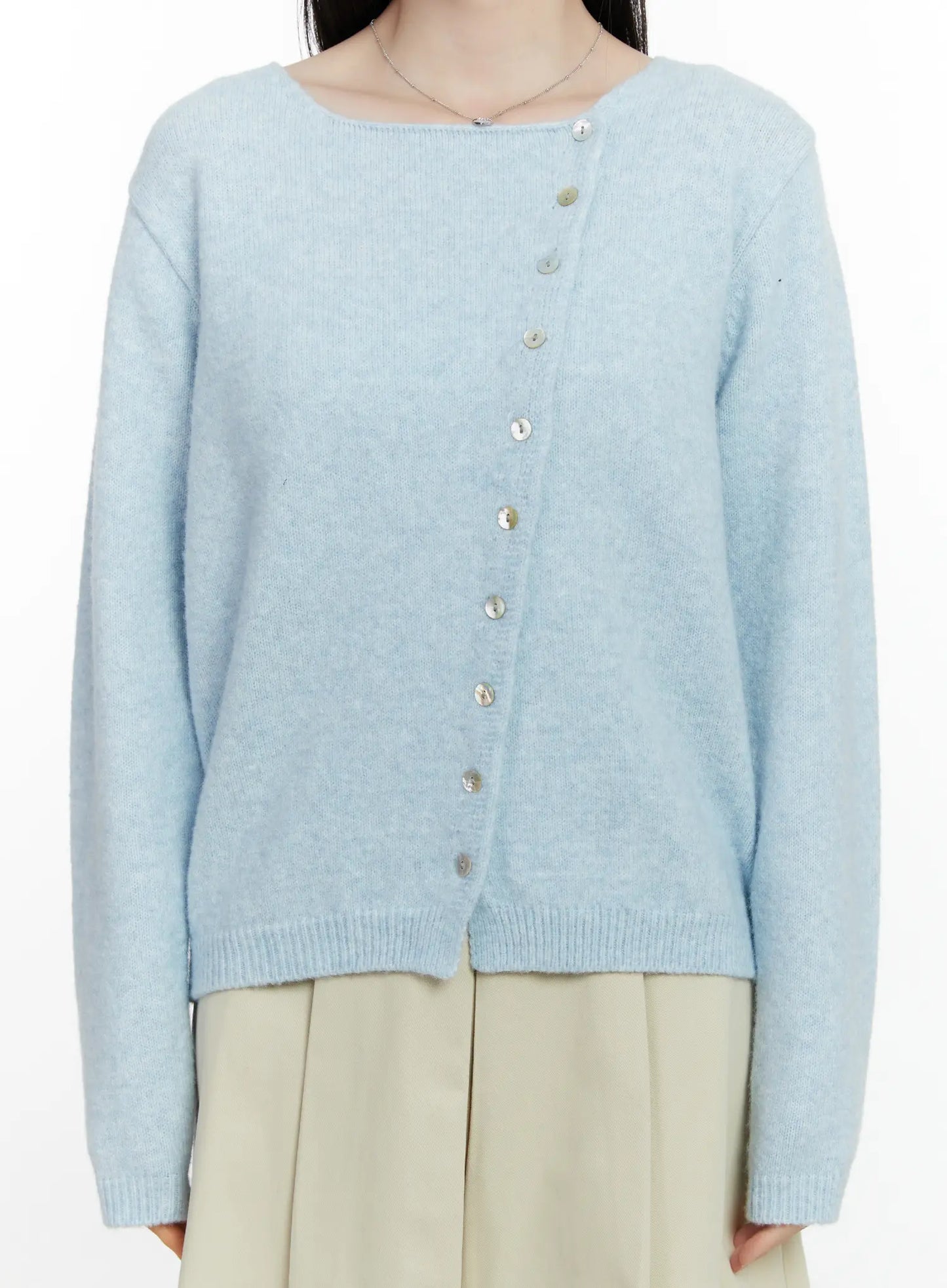 Asymmetrical Button Long Cardigan F502