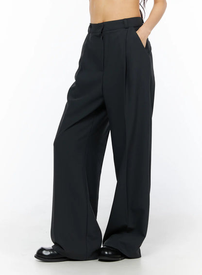 Basic Pintuck Wide Slacks CU522
