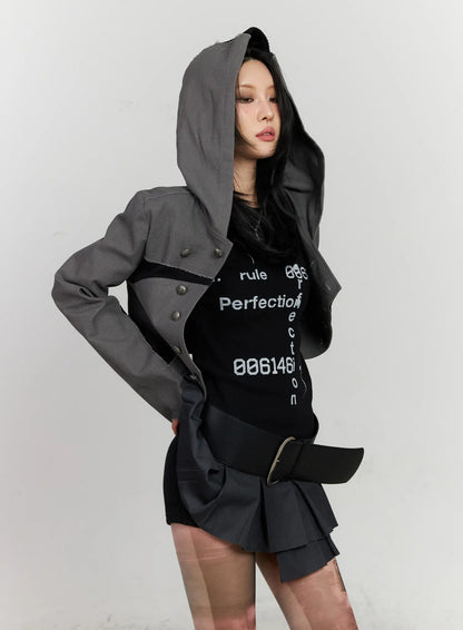 Asymmetric Button-Detail Hoodie CF527
