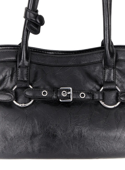 Buckle Accent Faux Leather Shoulder Bag CM526