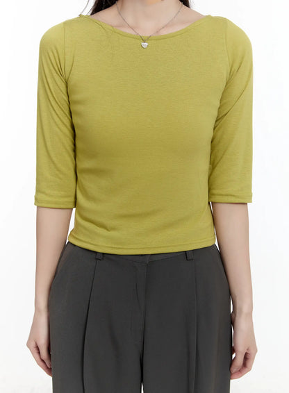 Basic U-Neck 3/4 Sleeve Tee CM505
