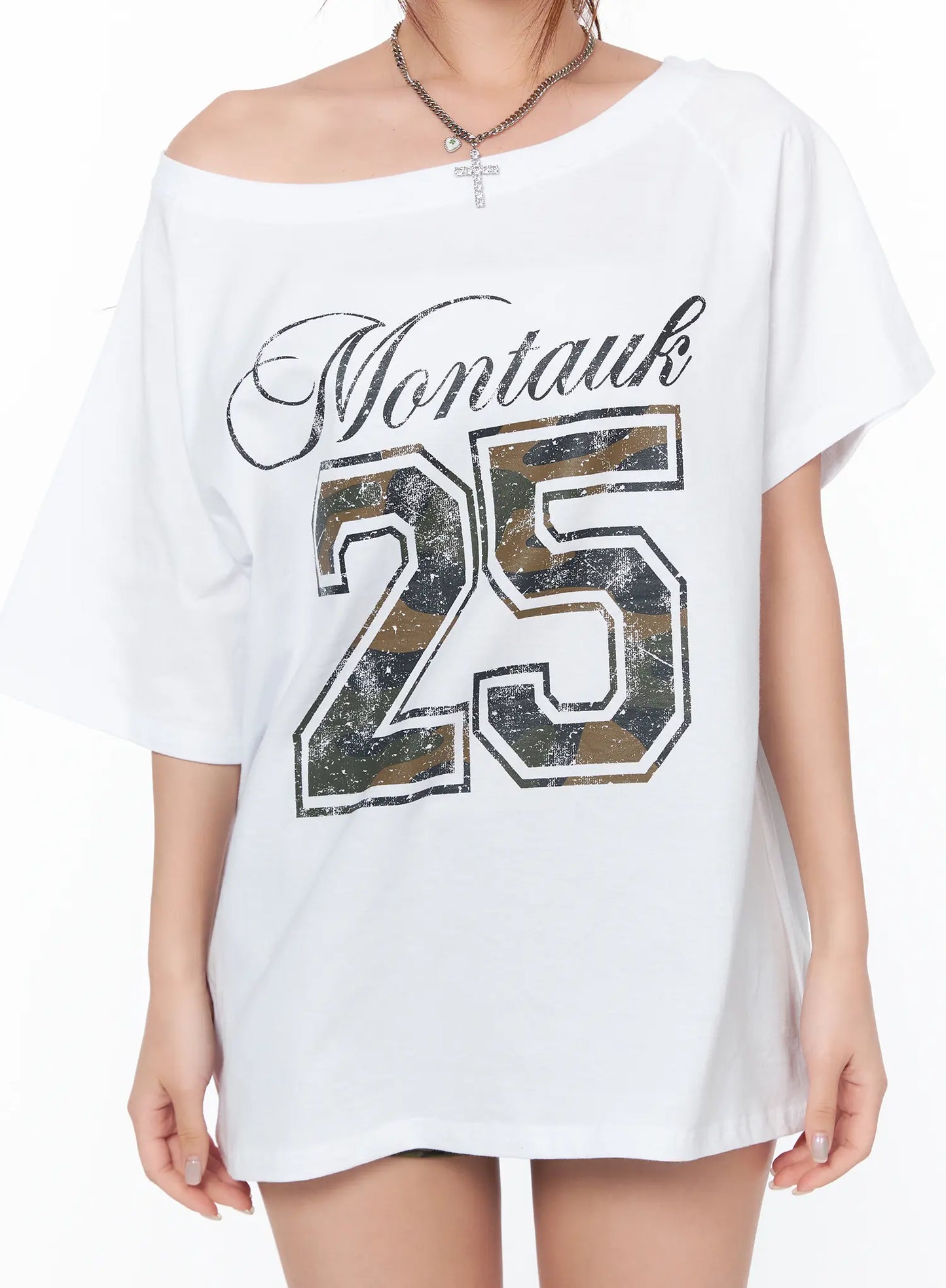 Camo Graphic Print Oversized T-Shirt CA515