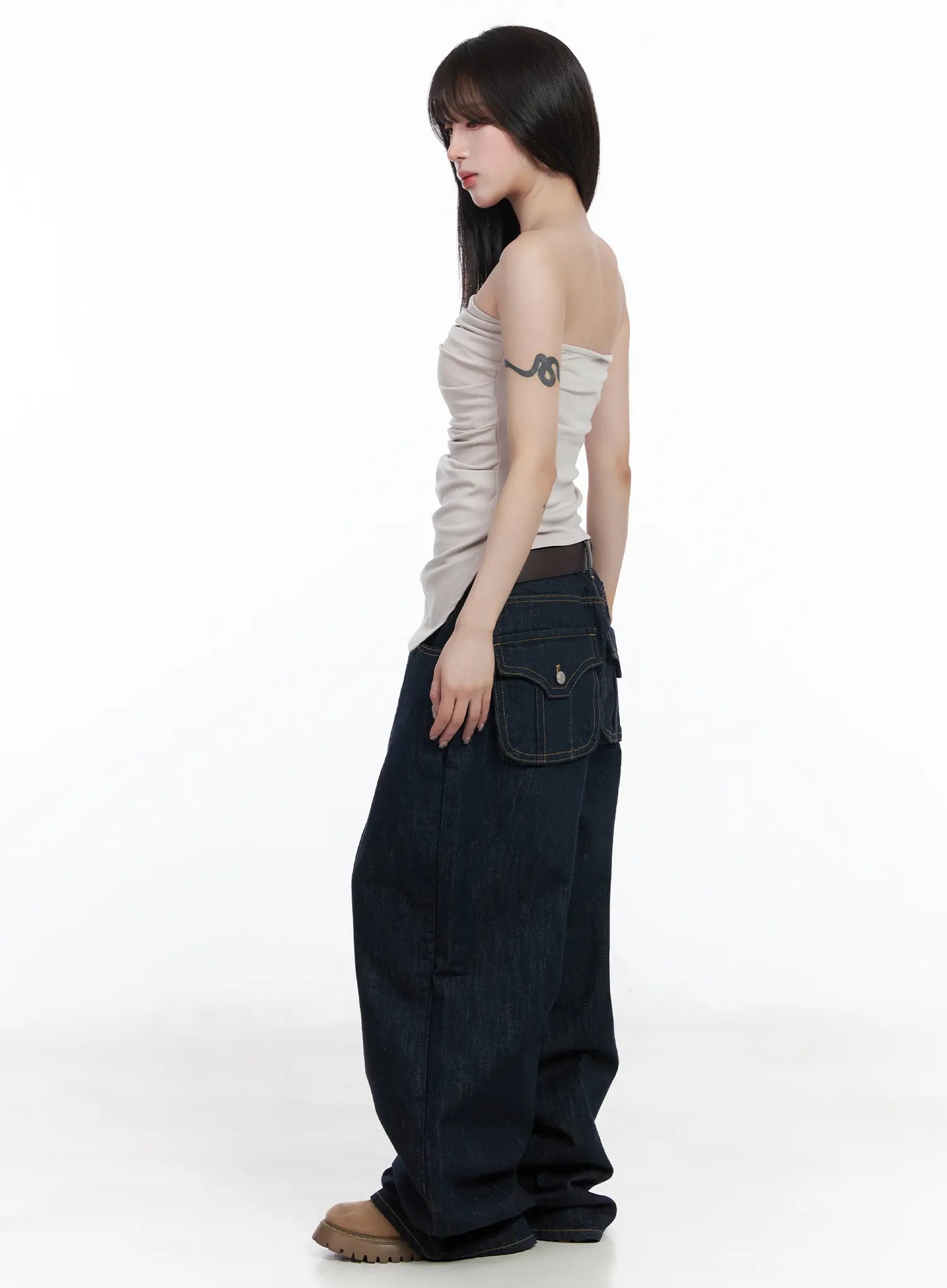 Asymmetric Shirred Tube Top CF523