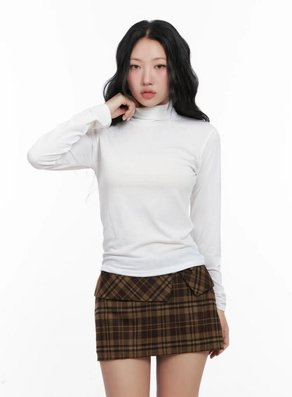 Basic Fleece Turtleneck Long Sleeve Top CN514
