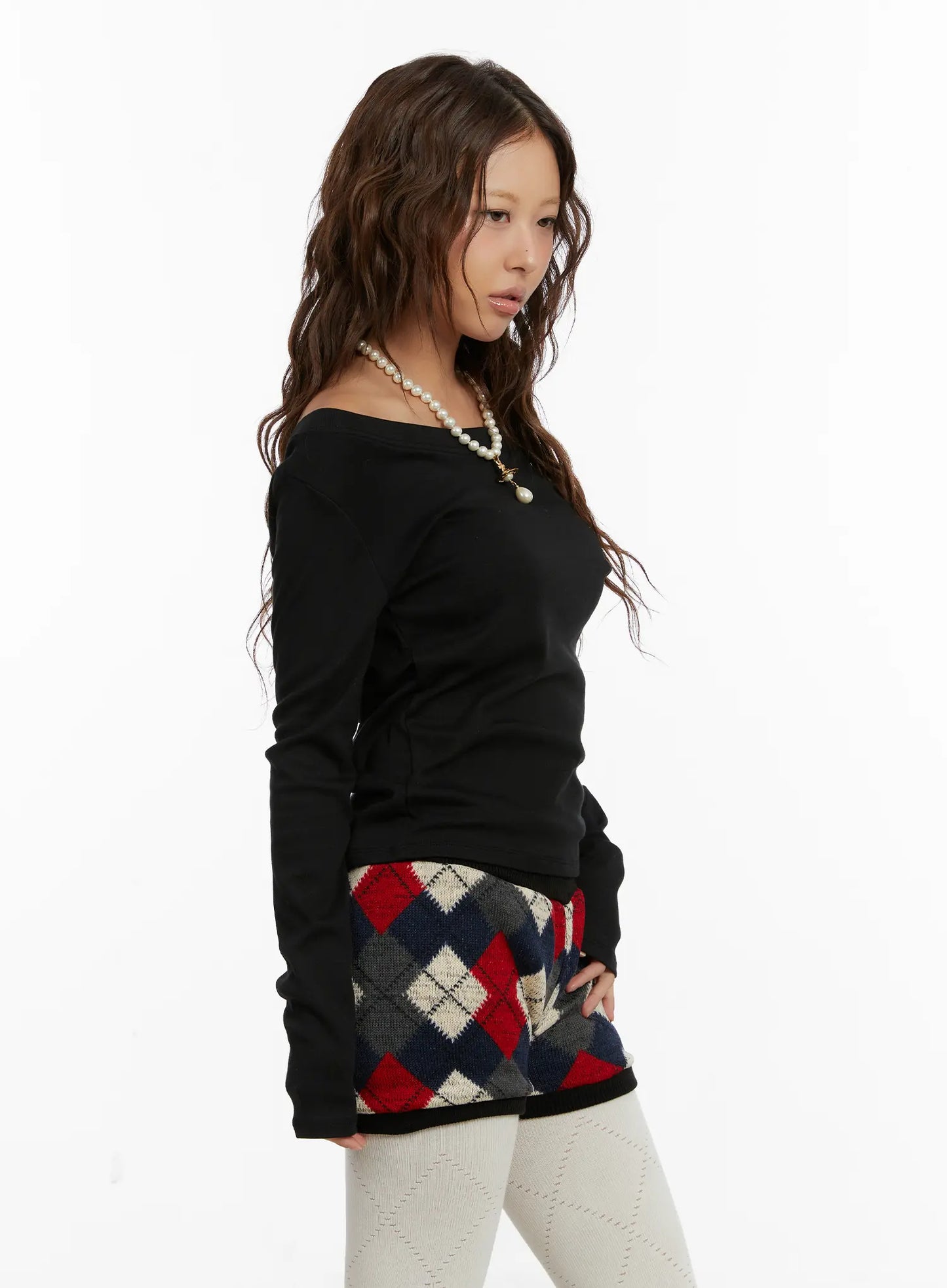 Basic Off-Shoulder Long Sleeve Top CD512