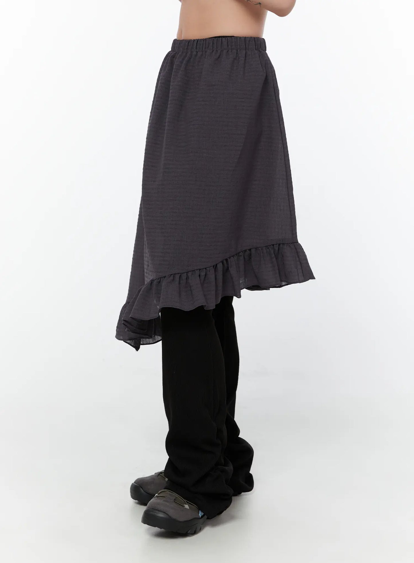 Asymmetric Frill Midi Skirt CY515