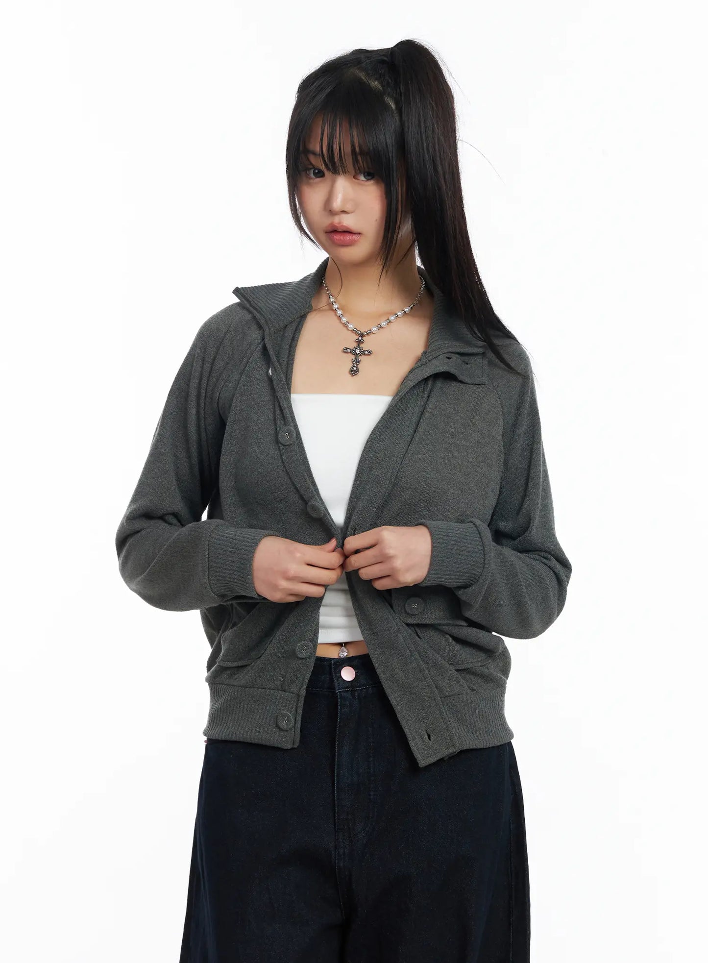 Button-Up Knit Cardigan Jacket CF504
