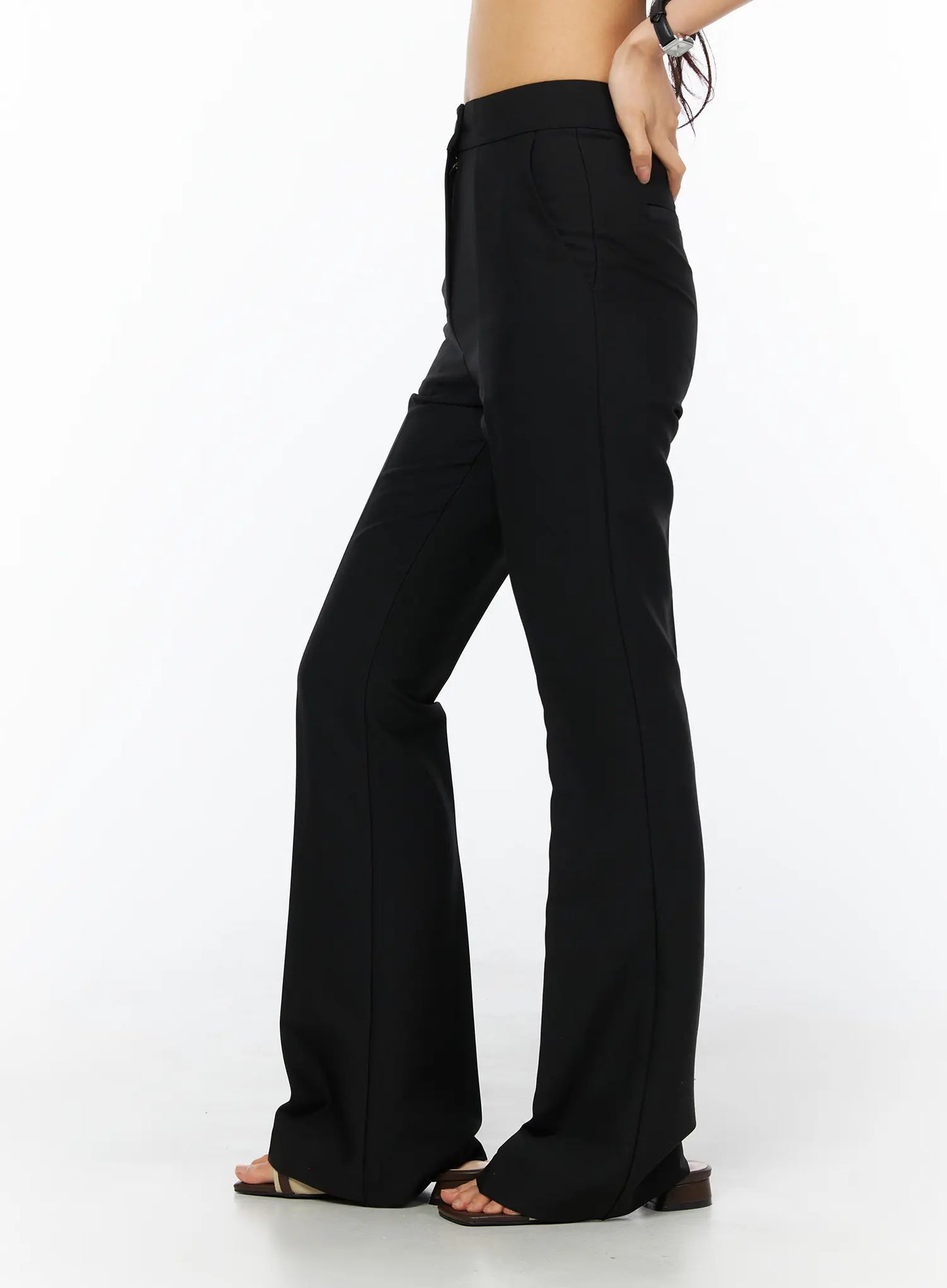 Basic High-Waist Stretch Flared Slacks CU522