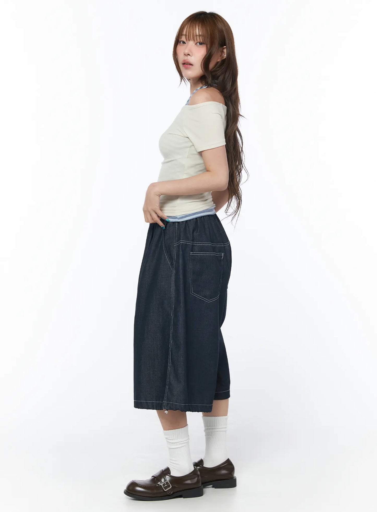Basic Off-Shoulder Short Sleeve Tee CY529