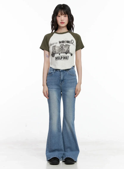 Cat Graphic Raglan Tee IL531