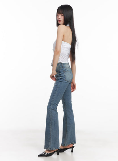 Cassy Slim Washed Flared Jeans CY512