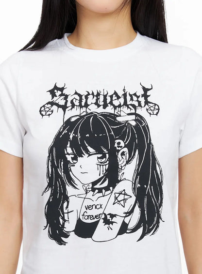 Anime Print Graphic T-Shirt CA513
