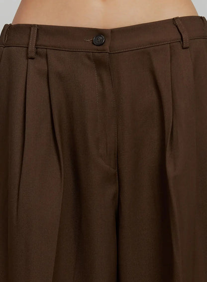 Brown Pleated Slacks IJ505