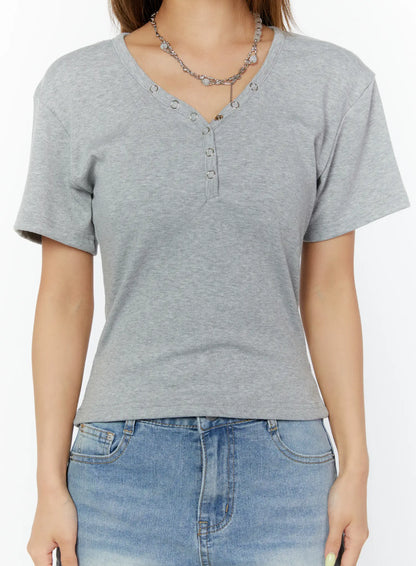 Casual V-Neck Short Sleeve Tee CY520