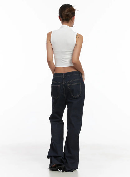 Basic Bock Neck Crop Tank CJ512