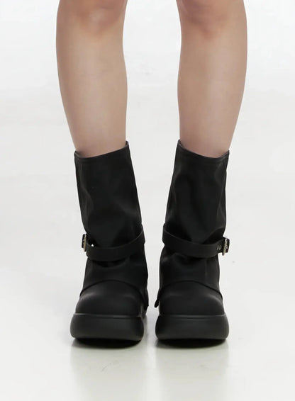 Chunky Platform Mid-Calf Boots IM503