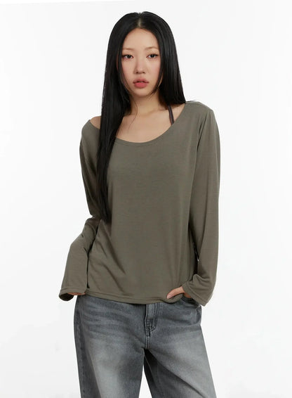 Casual Fleece Loose Fit Long Sleeve Tee ID526