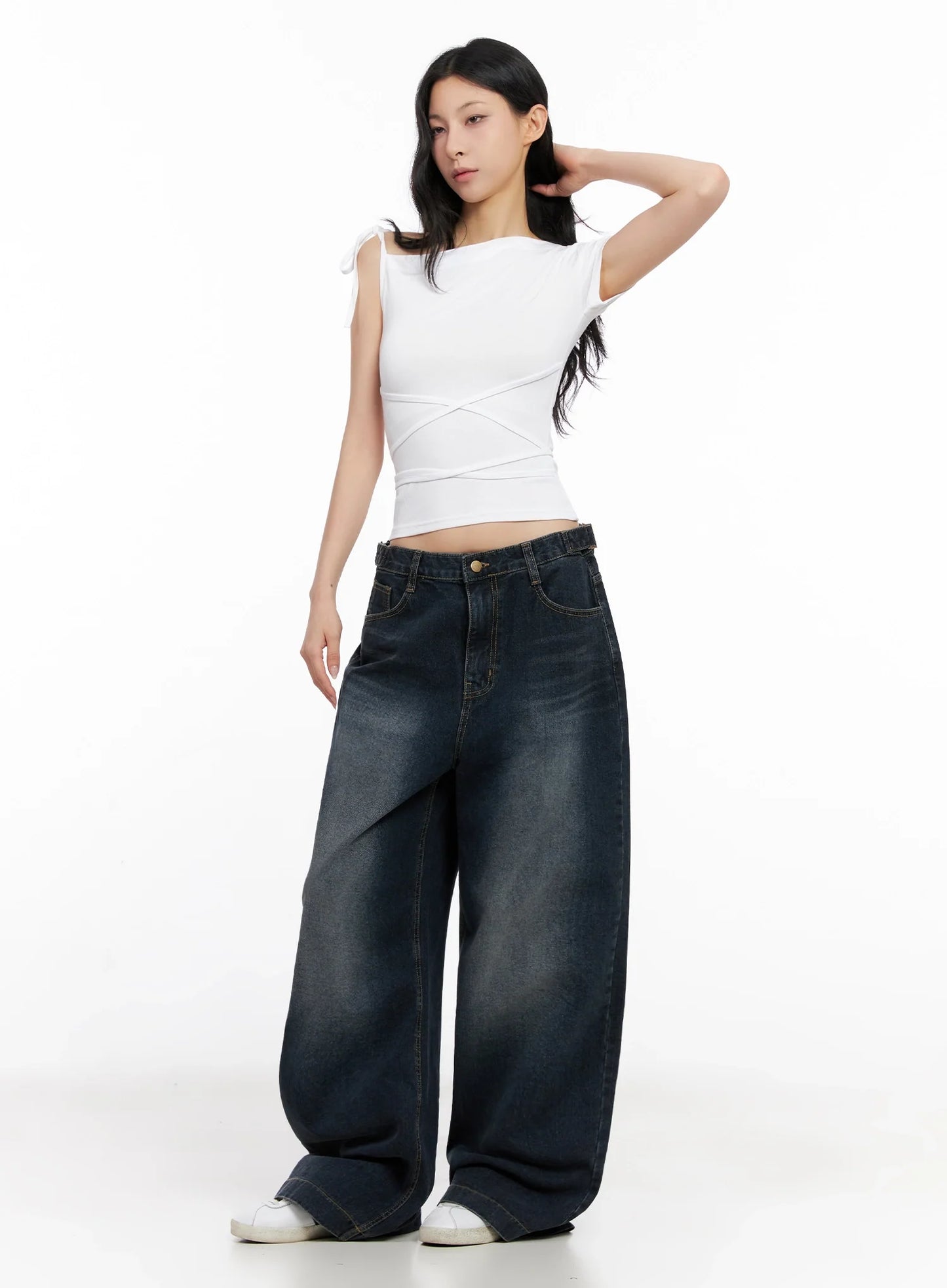 Asymmetric Strap Off-Shoulder Top IG508