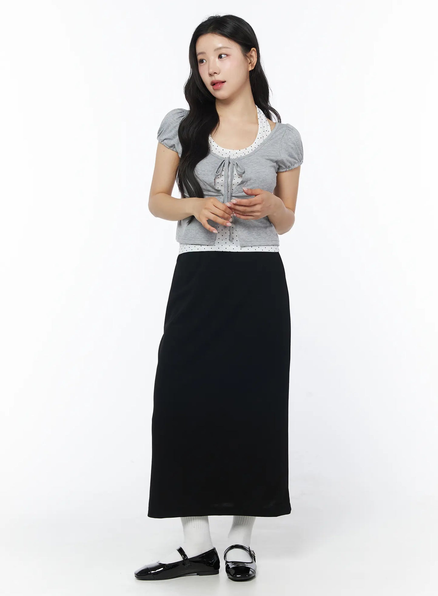 Back Slit Straight Maxi Skirt CD805