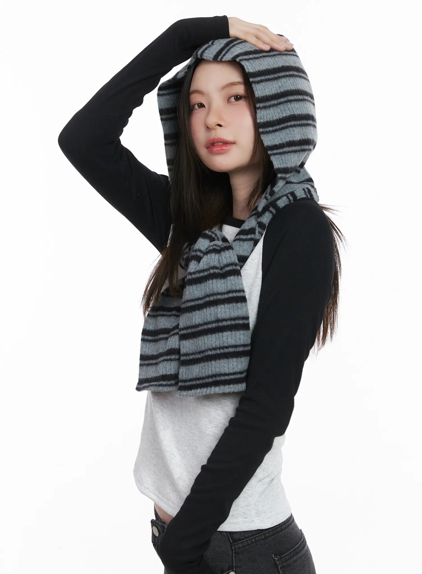 Casual Striped Hooded Muffler CJ512