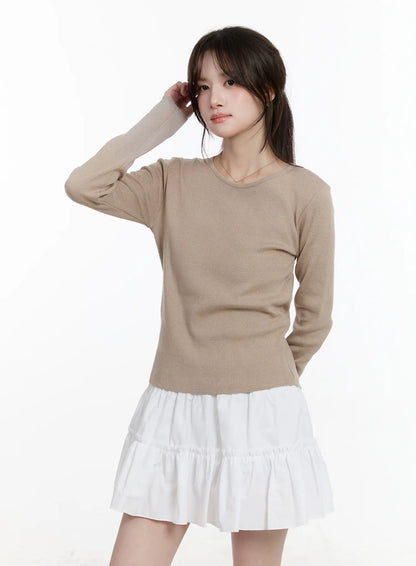Basic Round Neck Long Sleeve Top CM505