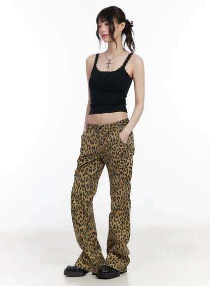 Animal Print Bootcut Pants CM526