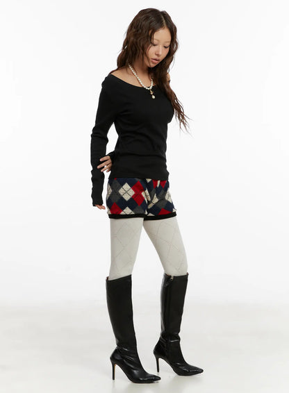 Basic Off-Shoulder Long Sleeve Top CD512