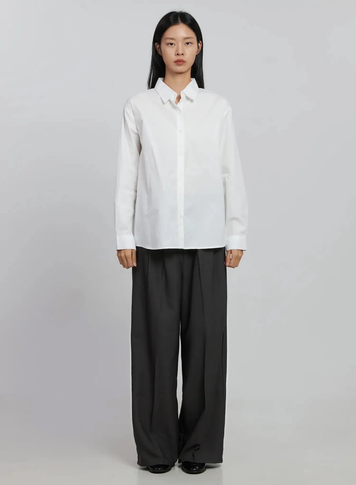 Basic Long Sleeve Button-Up Shirt ID516
