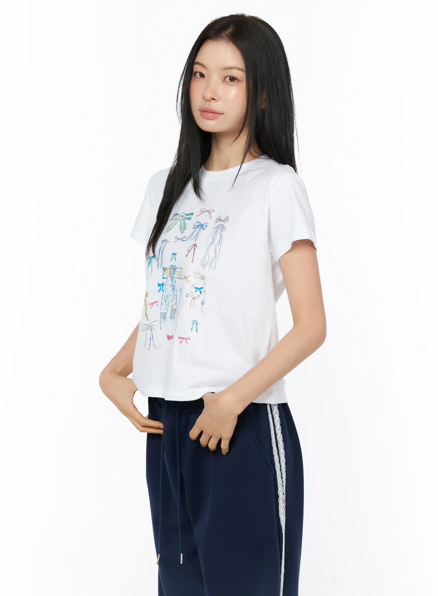 Bow Print Graphic Tee IU516