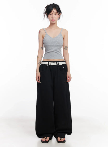 Chaeryeong Belted Wide-Leg Sweatpants IC503
