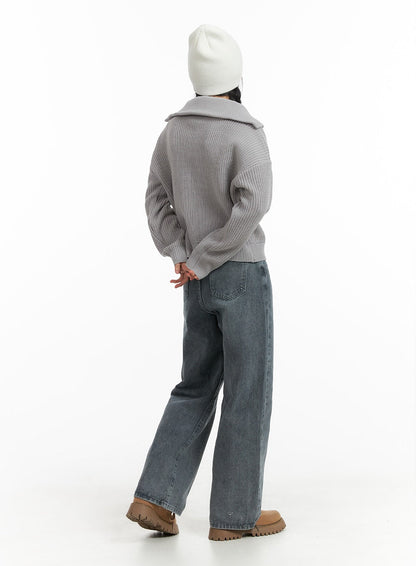 Blue Washed Straight Jeans OM408