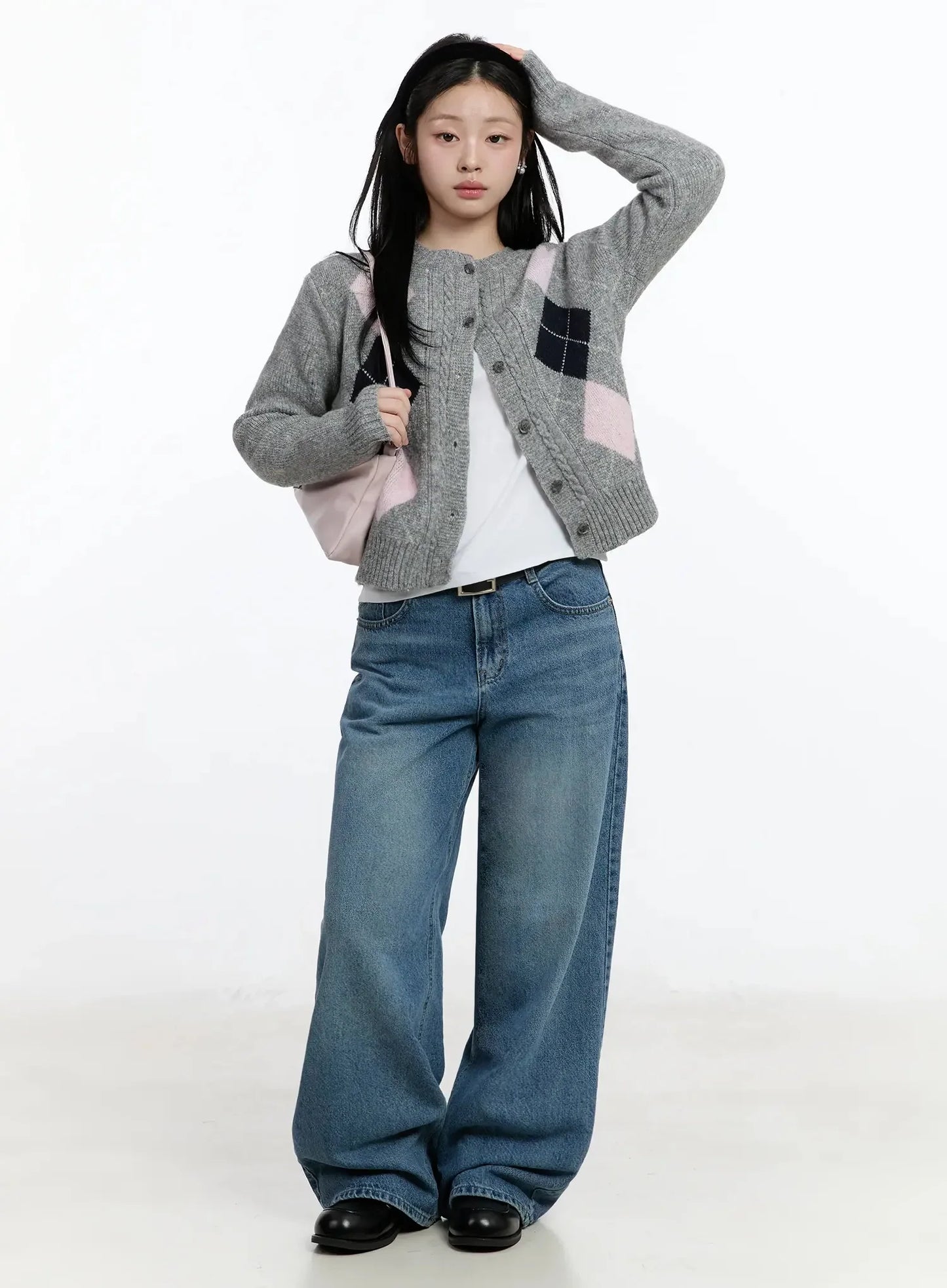 Argyle Pattern Knit Cardigan IM519