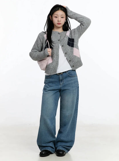 Argyle Pattern Knit Cardigan IM519