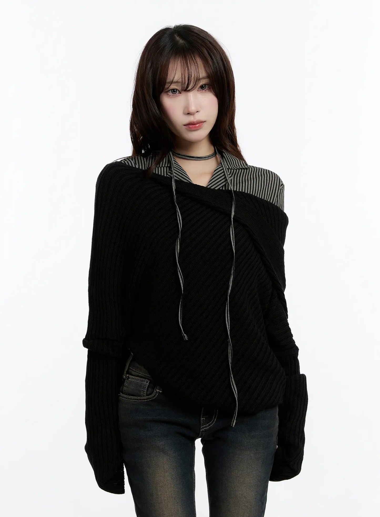 Casual Asymmetrical Knit Hoodie CN524