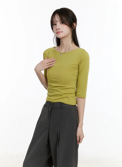 Basic U-Neck 3/4 Sleeve Tee CM505