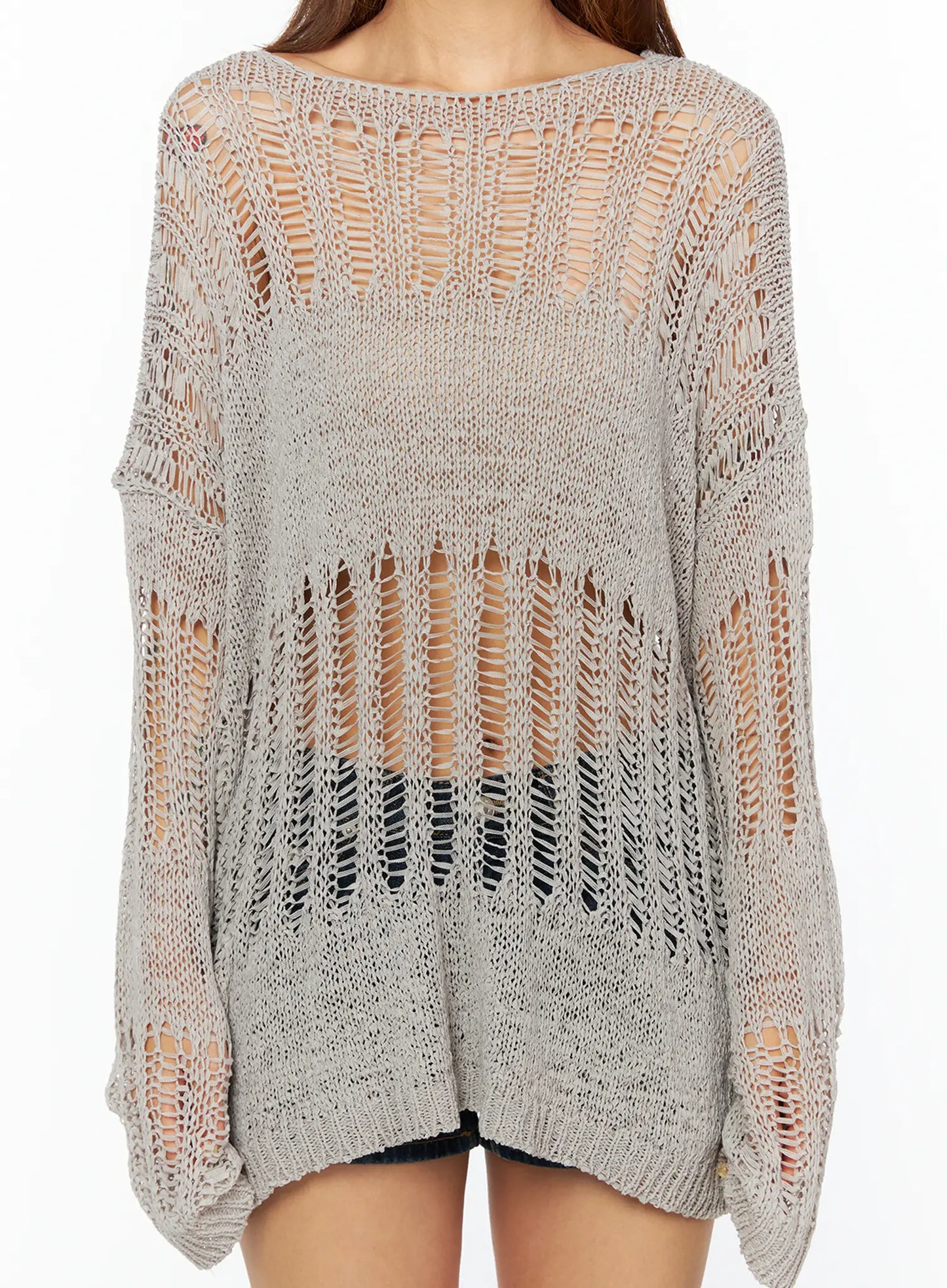 Casual Distressed Long Sleeve Sweater CU517