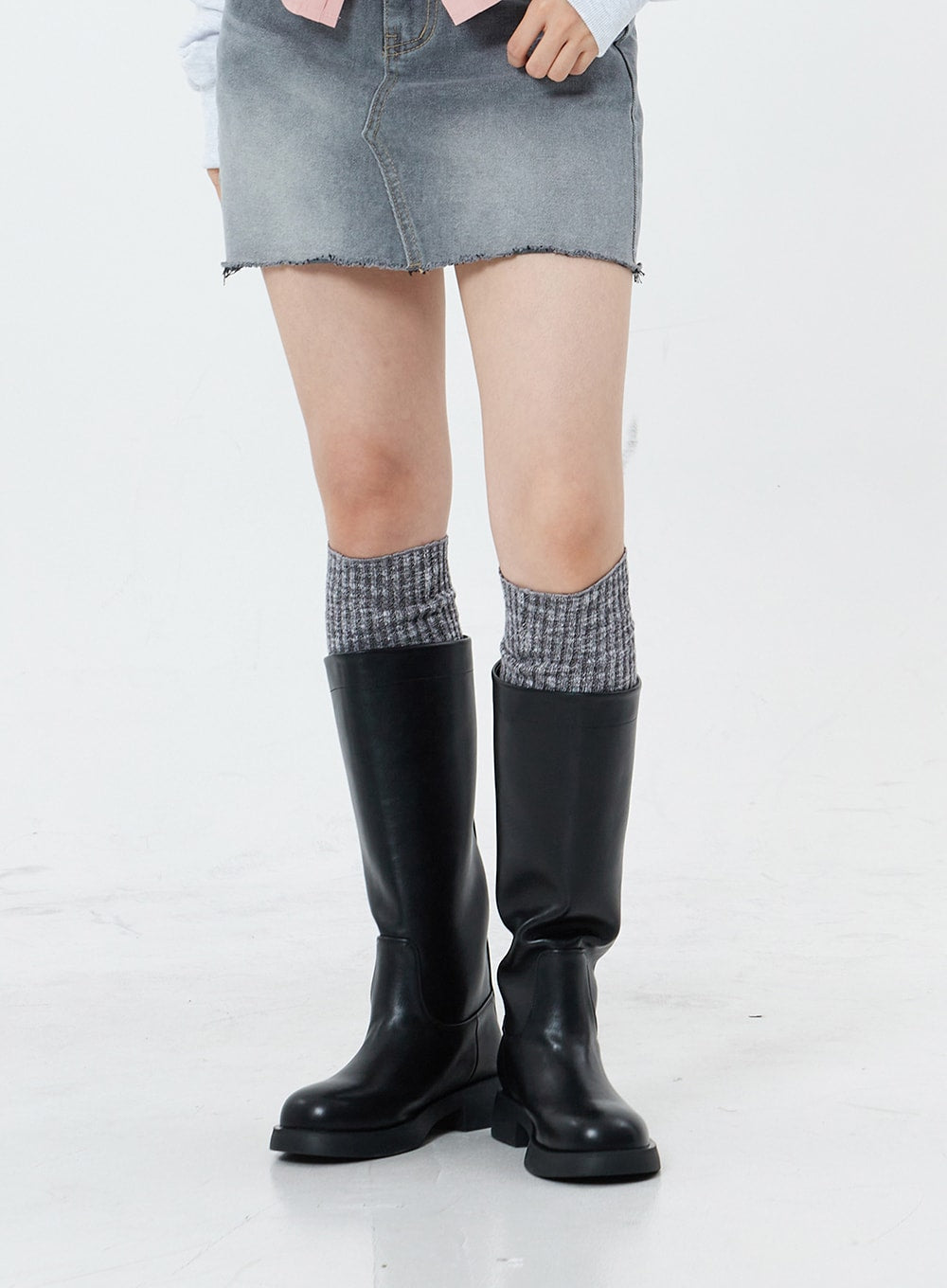 Basic Round Toe Wide Long Boots OS19