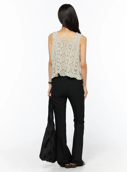 Basic High-Waist Stretch Flared Slacks CU522