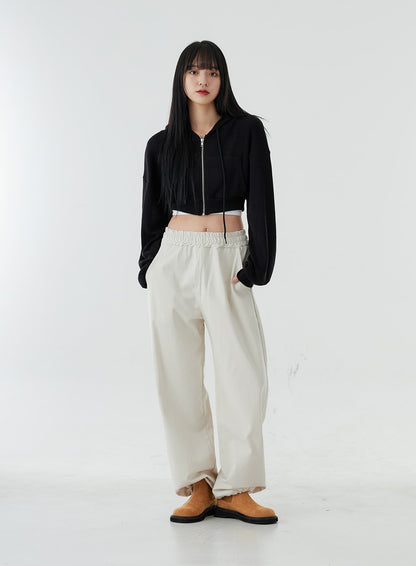 Ankle String Elastic Wide Pants OO28