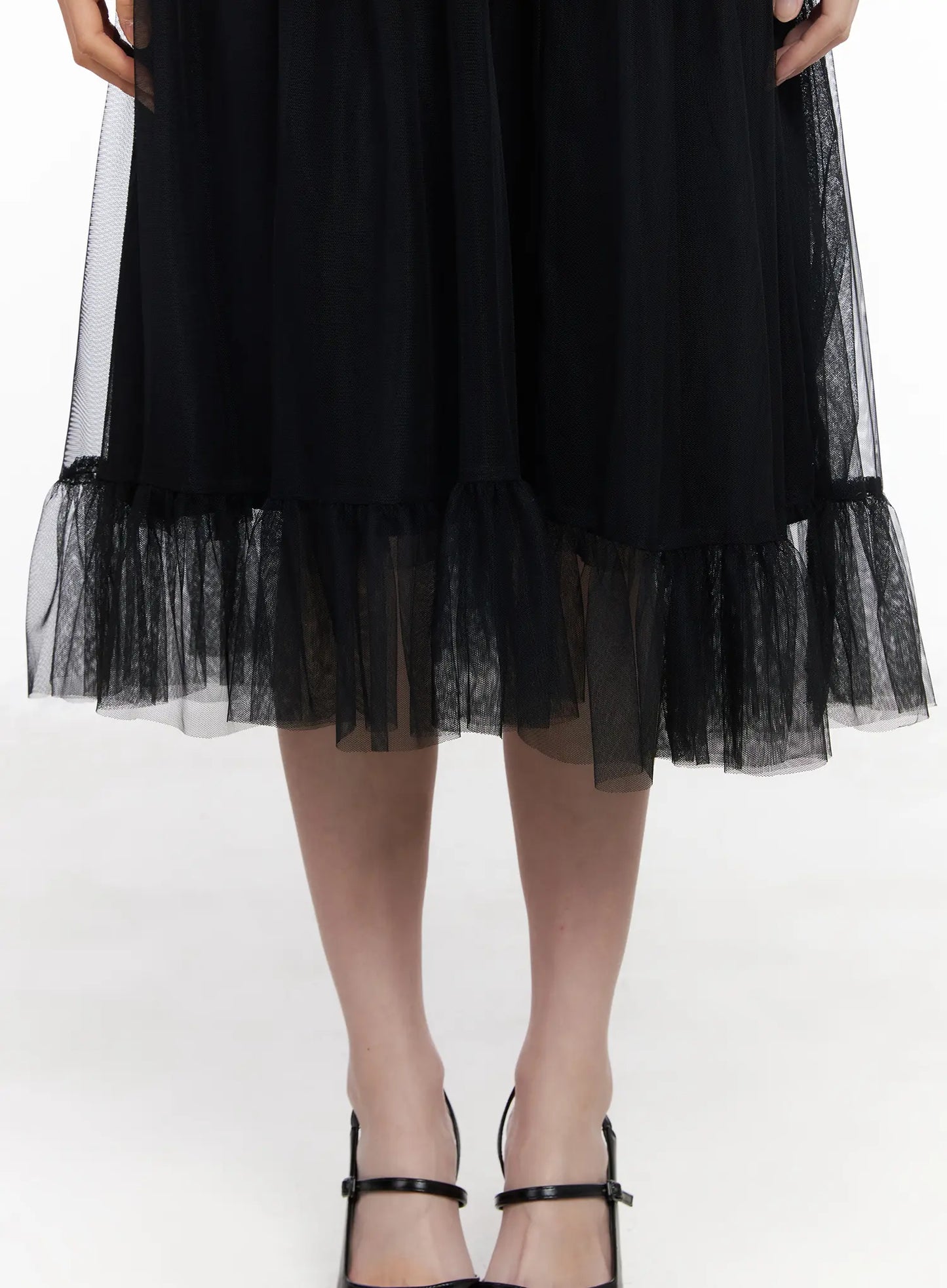 Bow Tiered Tulle Midi Dress CA509