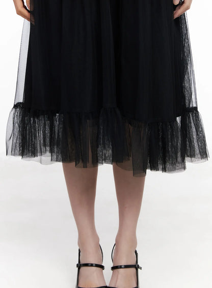 Bow Tiered Tulle Midi Dress CA509