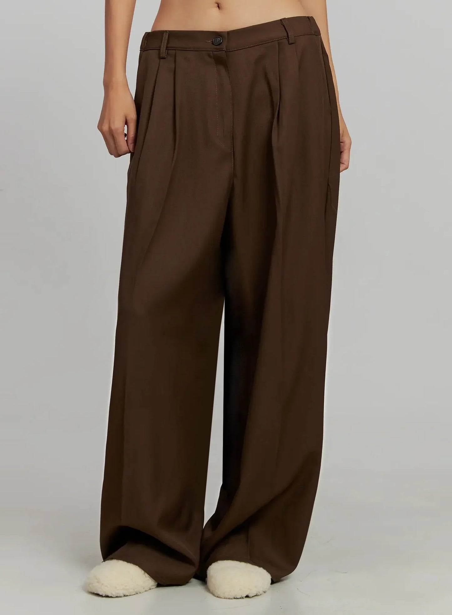 Brown Pleated Slacks IJ505