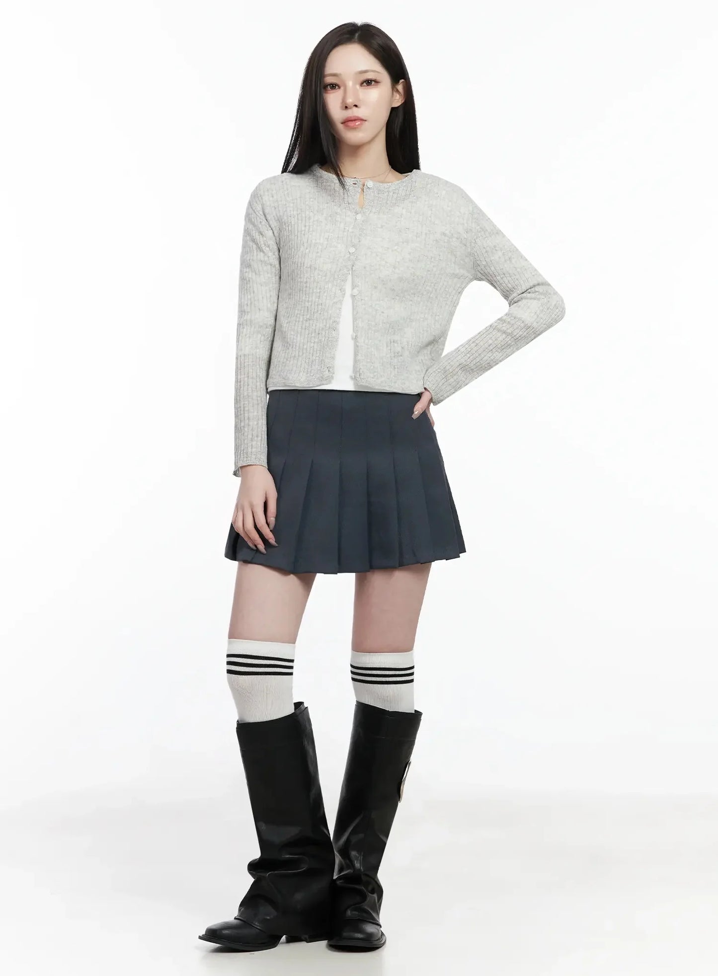 Basic Ribbed Cardigan IJ528