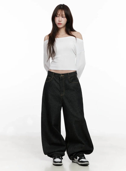 Chic Off-Shoulder Cropped Tee IN514