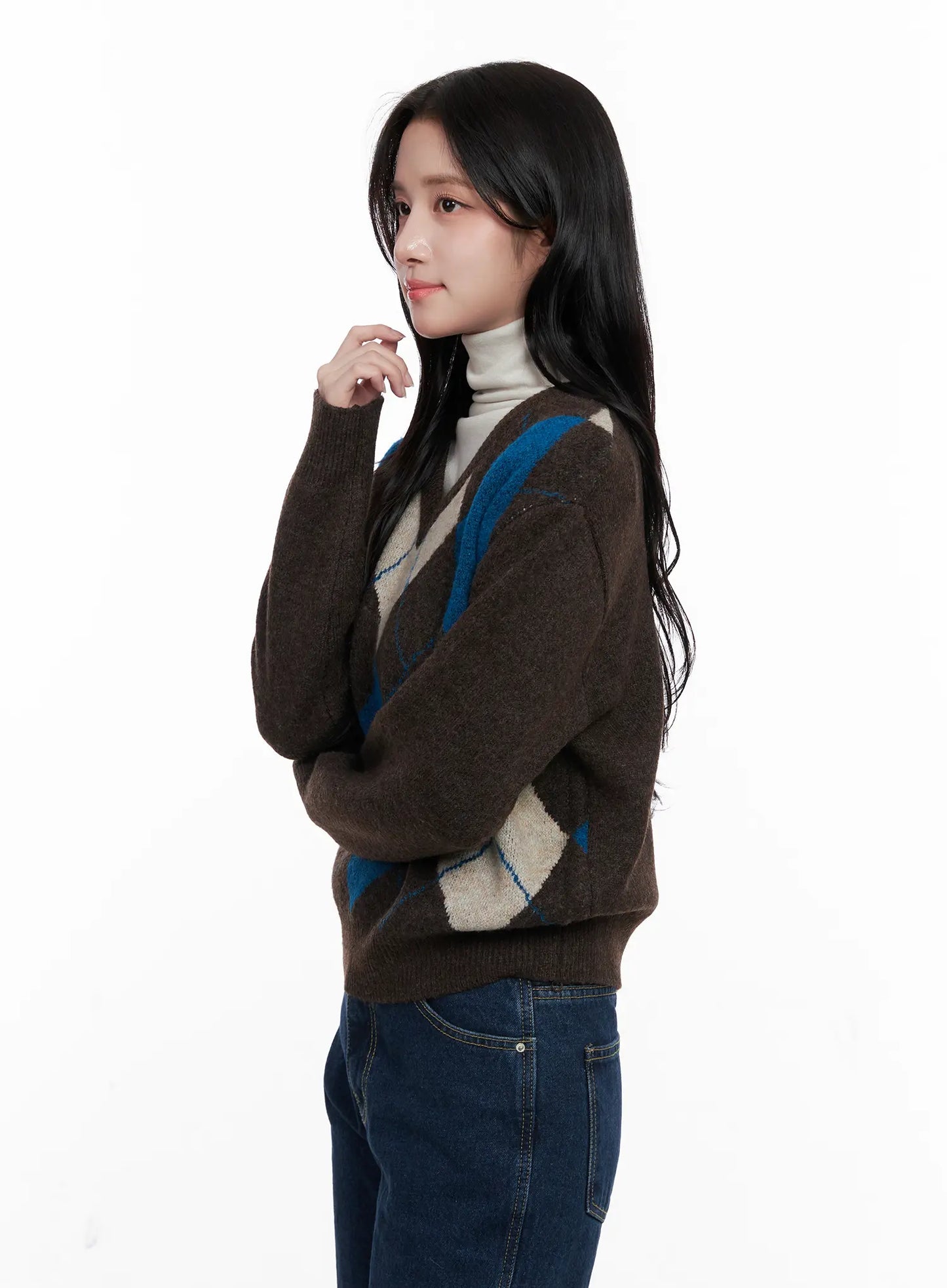Casual Argyle Long Sleeve Knit CO522